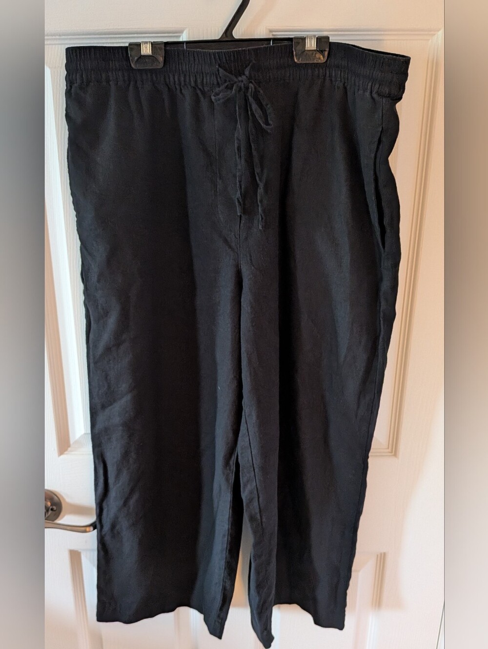 Dkny Black Elastic Waist Tie Jogger Pants